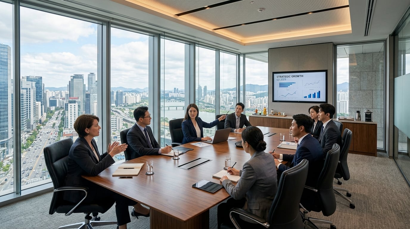 Queensland Enterprises executive team in corporate boardroom